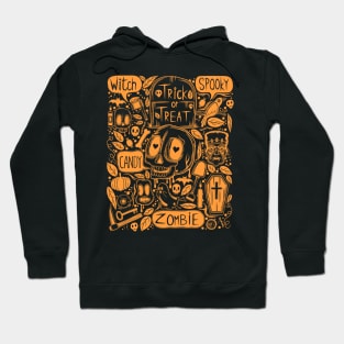 Halloween Doodle Orange Hoodie